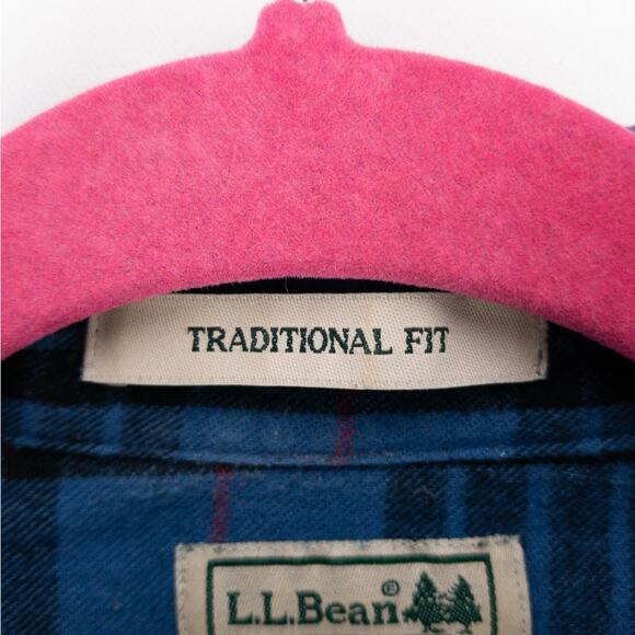 LL Bean Flannel Shirt Men's Small Traditional-Fit Plaid Blue Black Plaid Cotton - Picture 8 of 12